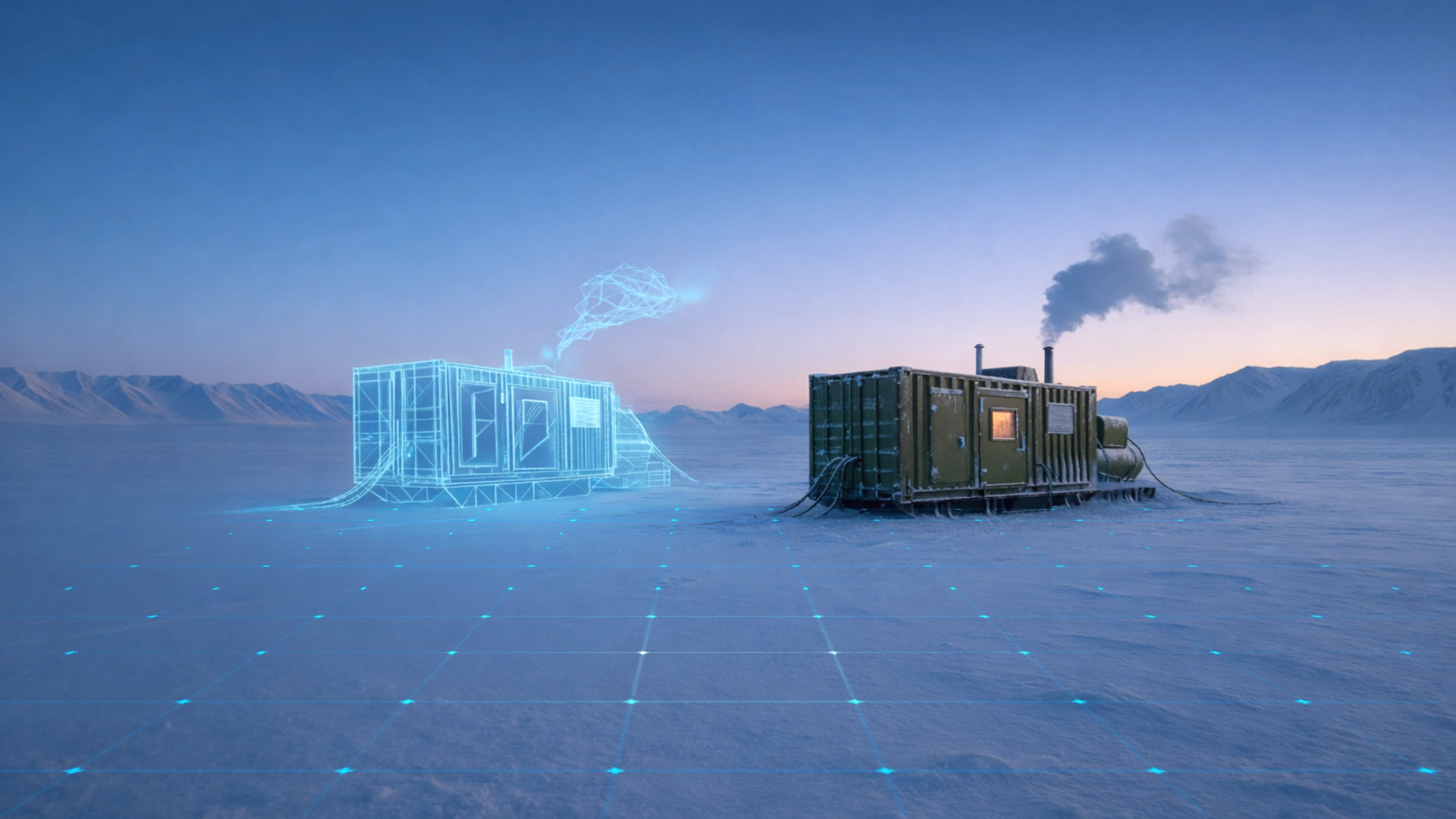 Generator and its digital twin in a snowy environment